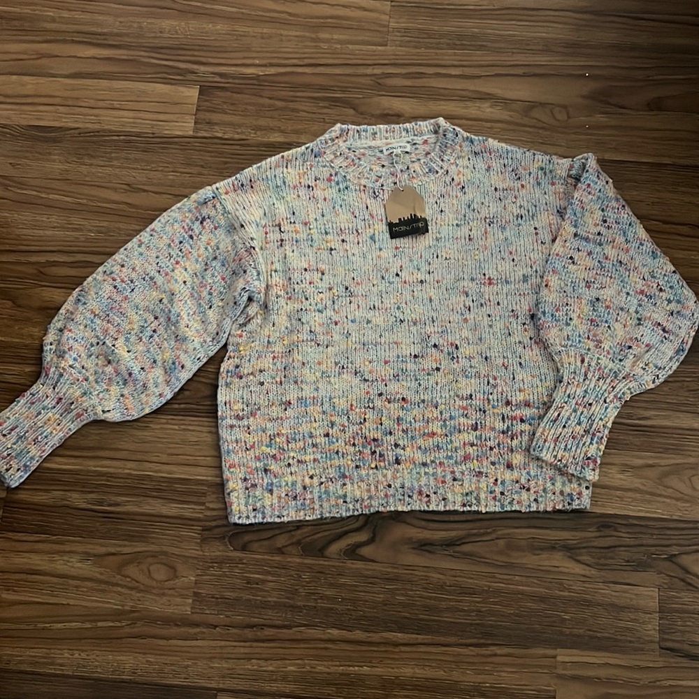 Multicolored Soft Ballon Sleeved Sweater